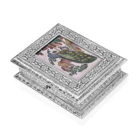 Handgefertigte Schmuckschatulle mit Pfauenmotiv, 23 x 18 x 8 cm