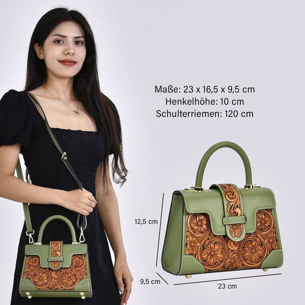 Grand Pelle  - Echtleder Handtasche, hellgr&uuml;n image number 5