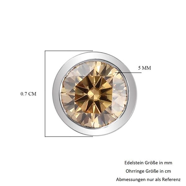 Champagner Moissanit Ohrstecker 925 Silber platiniert ca. 0,72 ct image number 5