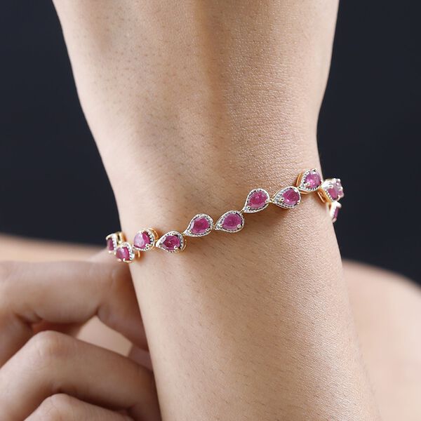 Afrikanischer Rubin (Fissure gef&uuml;llt) Armband, ca. 18 cm, 925 Silber Gelbgold Vermeil ca. 10.16 ct image number 3