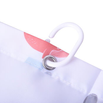 Duschvorhang mit 12 Haken und Wal-Muster, Wei&szlig;