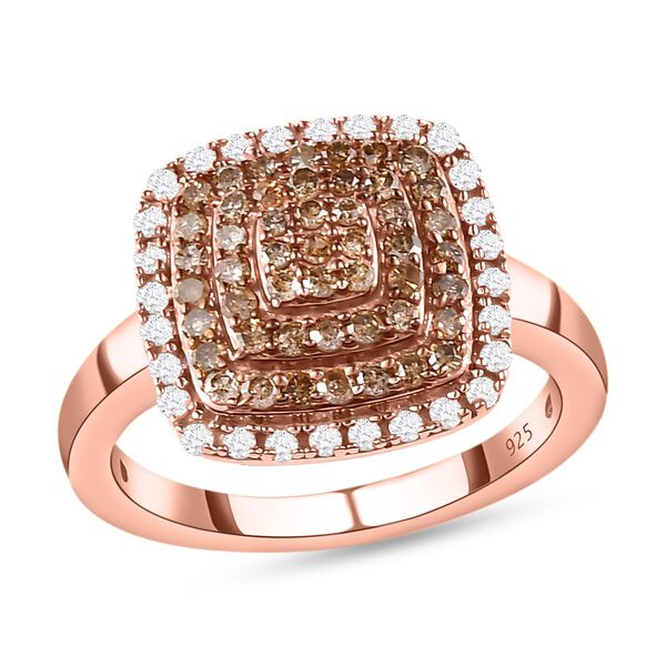 Nat&uuml;rlicher Champagner Diamant und wei&szlig;er Diamant-Ring image number 4