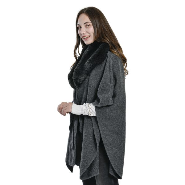 TAMSY Kunstfell Kimono, Einheitsgröße Dunkelgrau image number 3