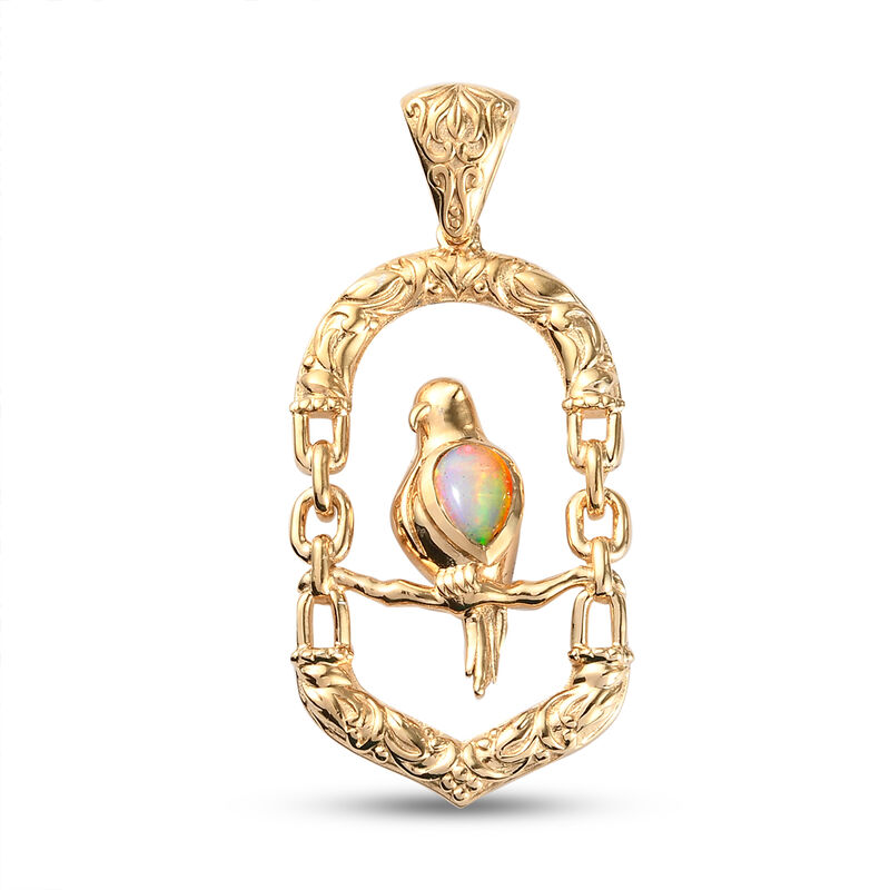 Natürlicher Äthiopischer Opal Anhänger 925 Silber vergoldet ca. 0,40 ct image number 0