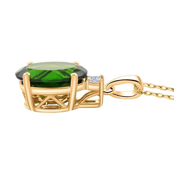 AAA Natürlicher Chromdiopsid, Weißer Diamant Anhänger mit kette ca. 45c m, AGI zertifiziert und geprüft, 417 Gelb Gold ca. 2,65 ct. image number 3