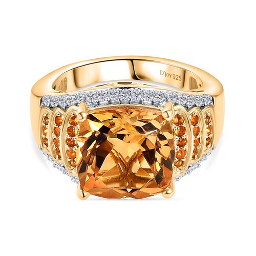 D’joy AA Serra Gaucha Citrin, Moissanit Ring 925 Silber 750 Gelbgold Vermeil (Größe 21.00) ca. 6,27 ct image number 0