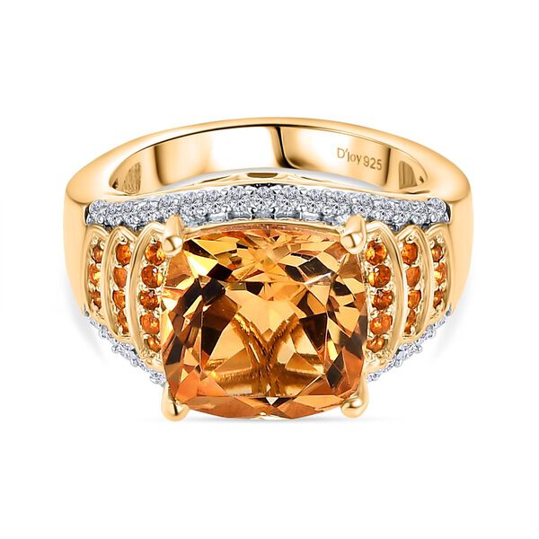 Djoy AA Serra Gaucha Citrin, Feueropal Ring 925 Silber 750 Gelbgold Vermeil (Größe 21.00) ca. 6.27 ct image number 0