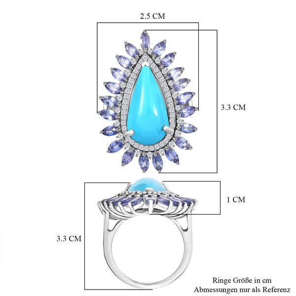 D'Joy AA Sleeping Beauty Türkis, Tansanit Ring 925 Silber rhodiniert (Größe 18.00) ca. 10,58 ct image number 7