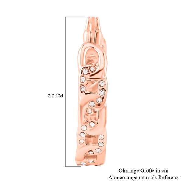 Weiße Kristall Creolen, 316L Edelstahl , roséfarben image number 5