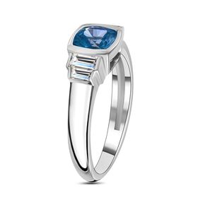 AA Blauer Zirkon, Weißer Zirkon Ring 925 Silber rhodiniert (Größe 17.00) ca. 1,83 ct