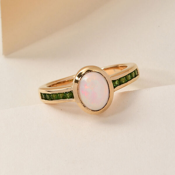 Natürlicher, äthiopischer Opal und natürlicher Chromdiopsid-Ring - 1,10 ct. image number 2