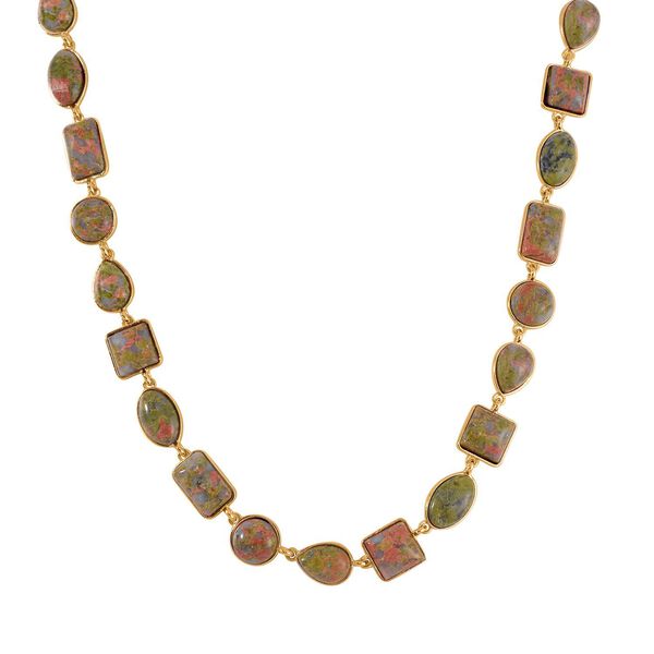 Unakite Halskette ca. 45 cm Legierung Standard gelb vergoldet ca. 160,00 ct. image number 3