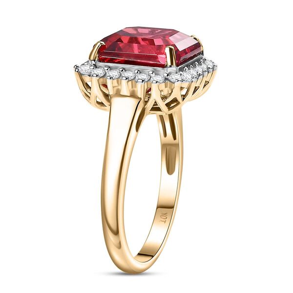 LUXURIANT DIAMOND- zertifiziert und geprüft AAA Labor Padparadscha Saphir und Labor Diamant Ring in 417 Gold - 5,93 ct. image number 3
