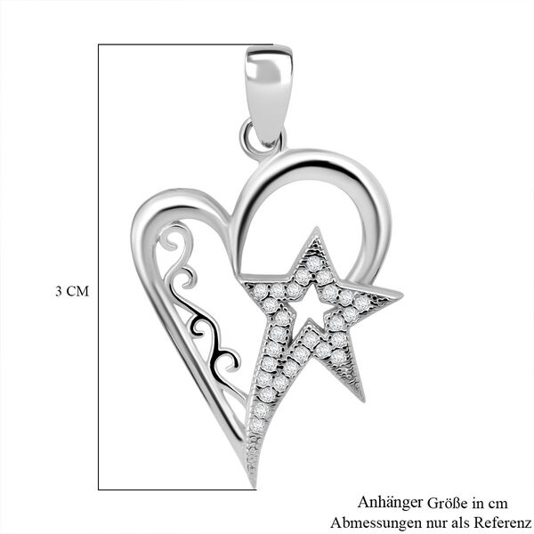 Lustro Stella weißer Zirkonia Herz und Stern Anhänger image number 5