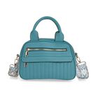 Crossbody-Tasche mit Mehrfachfächern, Kunstleder, 25 x 9 x 18 cm, Türkis