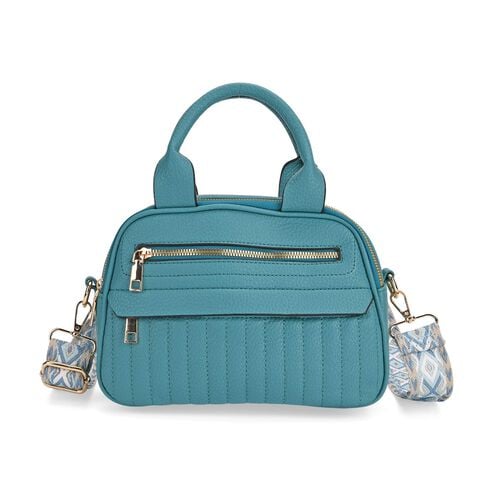 Crossbody-Tasche mit mehreren Reißverschlussfächern und abnehmbarem Gurt, 25x9x18cm, Türkis image number 0