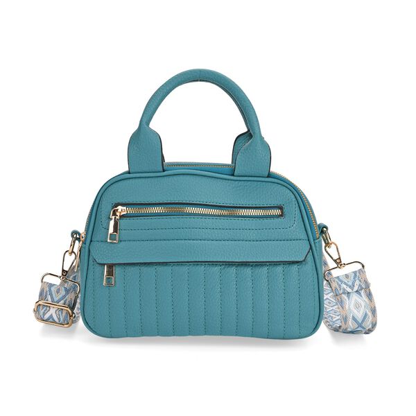 Crossbody-Tasche mit mehreren Reißverschlussfächern und abnehmbarem Gurt, 25x9x18cm, Türkis image number 0