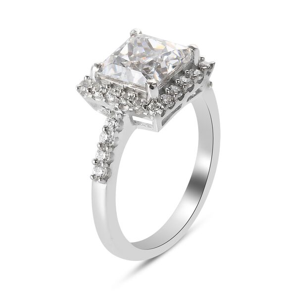 LUSTRO STELLA Hergestellt mit ZIRKONIA Ring 925 Silber Platin-Überzug (Größe 17.00) ca. 4,05 ct image number 4