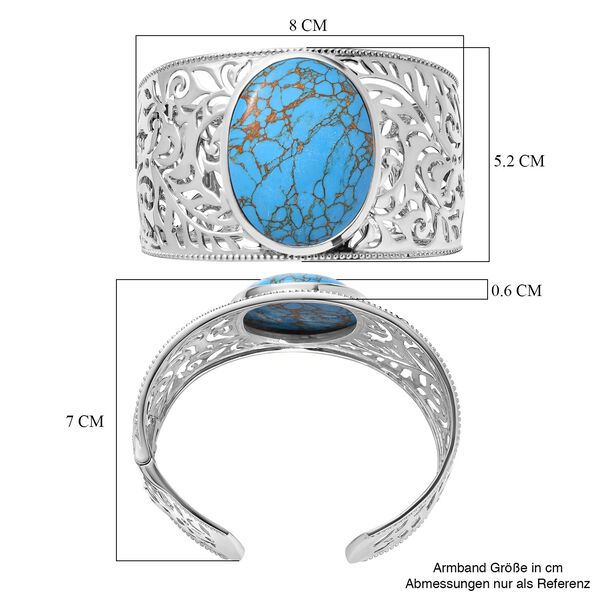 Blaues Türkis Armreif, ca. 19 cm, platiniert ca. 56.79 ct image number 6