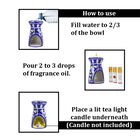Keramik Duftlampe mit 3 ätherischen Ölen, Handbemalt, blau image number 7