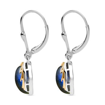 D'Joy AAA Labradorit Ohrringe 925 Silber Rhodiniert und 750 Gelbgold Vermeil ca. 7.34 ct