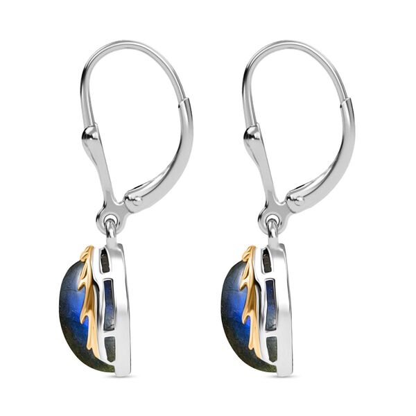 D'Joy AAA Labradorit Ohrringe 925 Silber Rhodiniert und 750 Gelbgold Vermeil ca. 7.34 ct image number 4