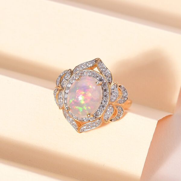 Natürlicher, äthiopischer Welo Opal und Zirkon-Ring - 4,61 ct. image number 2
