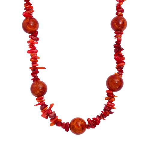Koralle, Schwamm Koralle Halskette ca. 45 cm Edelstahl ca. 170,00 ct. image number 0