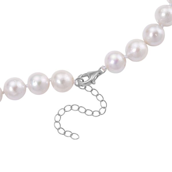 Wei&szlig;e Edison Perle (9-11 mm) Halskette, ca. 45 cm + 5 cm extender, 925 Silber rhodiniert image number 5