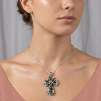 Kreuz 60cm Halskette im Murano-Stil