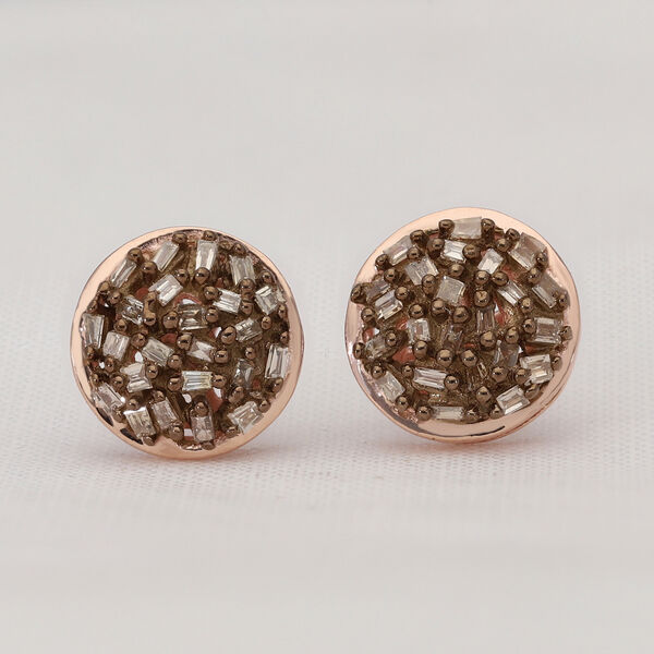 Champagner Diamant Cluster-Ohrstecker in Silber image number 5