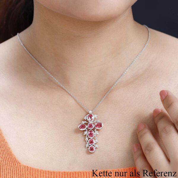 GP Italian Garden Kollektion- Padparadscha-Quarz-Triplett, Zirkon und blauer Saphir-Anh&auml;nger- 5,35 ct. image number 3