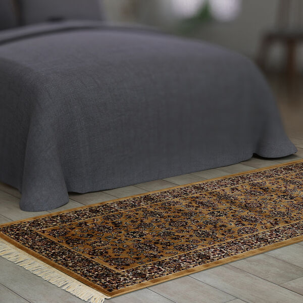 Gewebter Teppich mit Perserdruck und Fransen, Gr&ouml;&szlig;e 66x180 cm, Gold image number 0