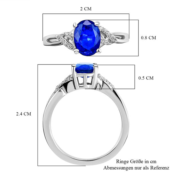 AA tansanischer, blauer Spinell und weißer Zirkon-Ring, 925 Silber platiniert  ca. 1,62 ct image number 7