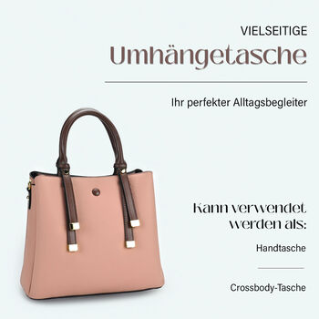Vielseitige Umh&auml;ngetasche aus echtem Leder mit abnehmbarem Schulterriemen, 30x14x24 cm, Rosa