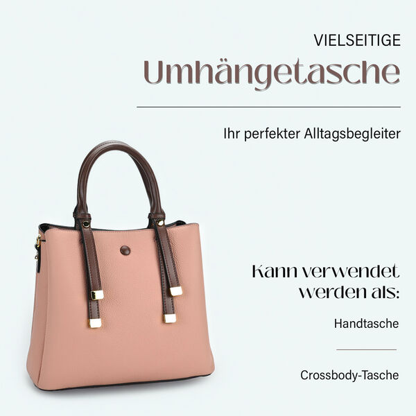 Vielseitige Umhängetasche aus echtem Leder mit abnehmbarem Schulterriemen, 30x14x24 cm, Rosa image number 2