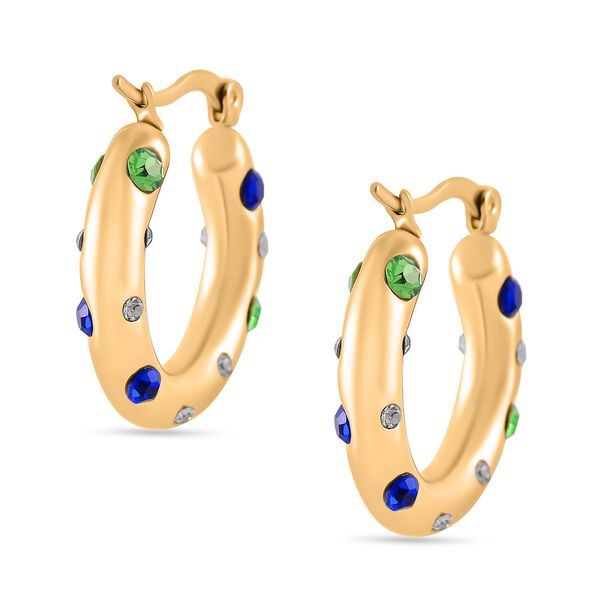 Mehrfarbige Kristall-Ohrringe in Goldton image number 6