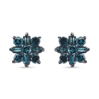 Blauer Diamant Ohrstecker 925 Silber Platin-&Uuml;berzug ca. 0,25 ct