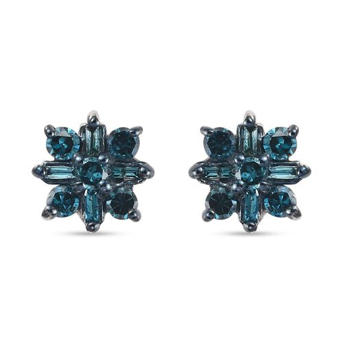Blauer Diamant Ohrstecker 925 Silber Platin-Überzug ca. 0,25 ct image number 0