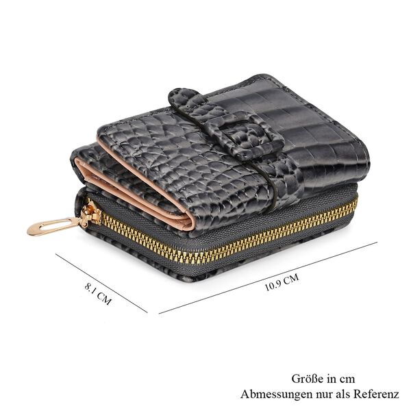 Stilvolle Geldbörse mit Krokodilprägung und RFID-Schutz, 11x8 cm, Grau image number 8