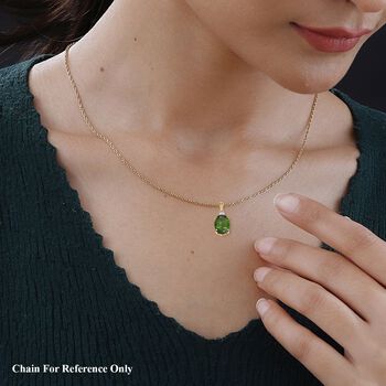 AAA Nat&uuml;rlicher Chromdiopsid, Wei&szlig;er Diamant Anh&auml;nger mit kette ca. 45 cm, AGI zertifiziert und gepr&uuml;ft, 417 Gelb Gold ca. 2.65 ct