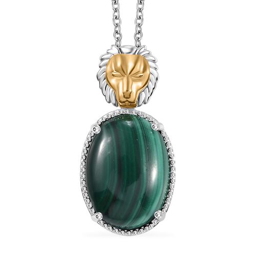 Zweifarbiger Malachit-Anhänger mit 50cm Kette und Löwenkopf - 17 ct. image number 0
