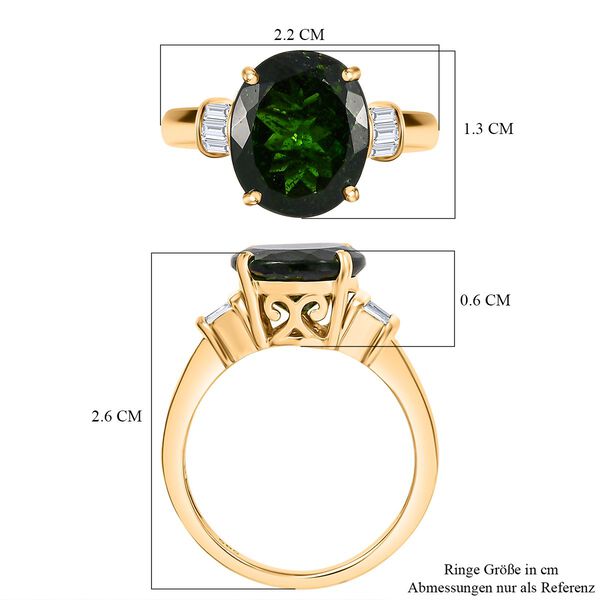 AAA Nat&uuml;rlicher Chromdiopsid und Diamant Ring in 585 Gold - 5,29 ct. image number 7