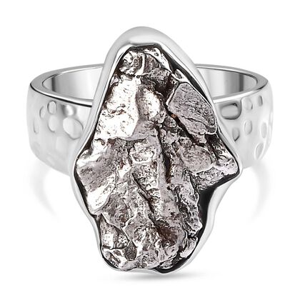 Meteorit Ring 925 Silber rhodiniert (Gr&ouml;&szlig;e 21.00) ca. 25,31 ct