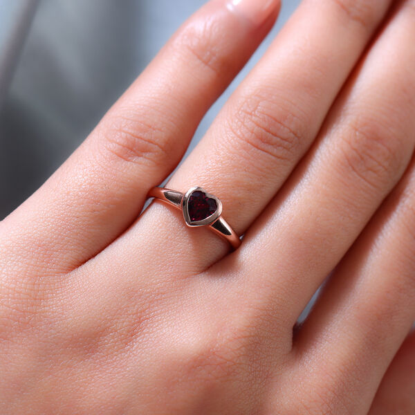 Rhodolith Granat Solit&auml;r Ring 925 Silber ros&eacute;vergoldet  ca. 0,80 ct image number 3