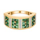 Kagem Sambischer Smaragd, weißer Zirkon Ring, 925 Silber Gelbgold Vermeil (Größe 19.00) ca. 1.71 ct