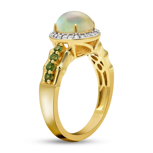 Nat&uuml;rlicher, &auml;thiopischer Opal und nat&uuml;rlicher Chromdiopsid-Ring, 925 Silber Bicolor  ca. 1,80 ct image number 5