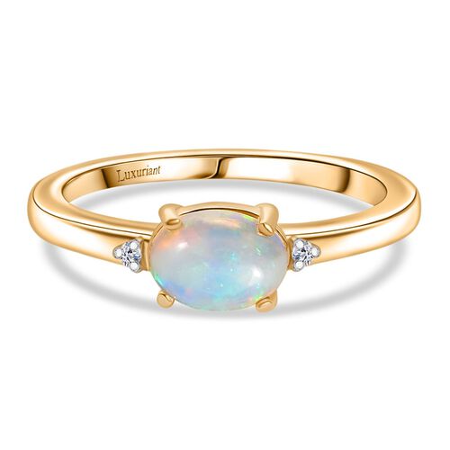 AA Natürlicher, äthiopischer Welo Opal, Lab Grown Diamant Ring 925 Silber vergoldet (Größe 17.00) ca. 0,55 ct image number 0