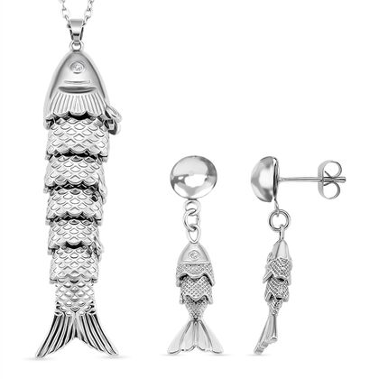 Wei&szlig;er Zirkonia Schmuckset ca. 50 cm + 5 cm Extender, Nickelfreies Messing