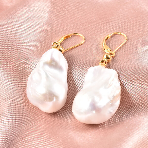 Barockperle Ohrh&auml;nger 925 Silber Gelbgold-&Uuml;berzug&nbsp; image number 2